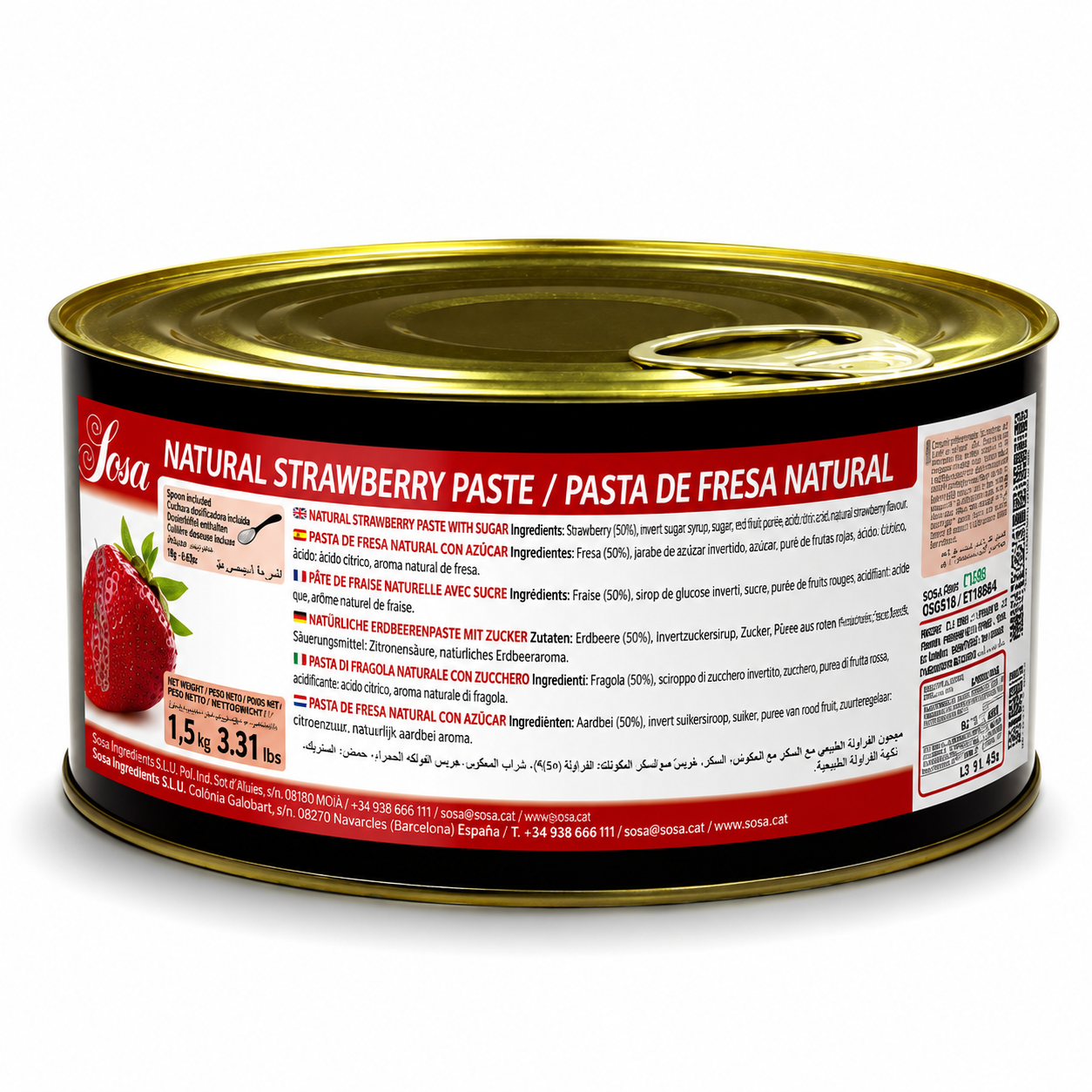 Strawberry Natural Paste/Compound, Sosa, 1.5kg