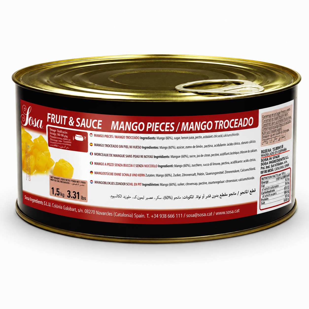 Mango Cubes Fruit&Sauce, Sosa, 1.5kg
