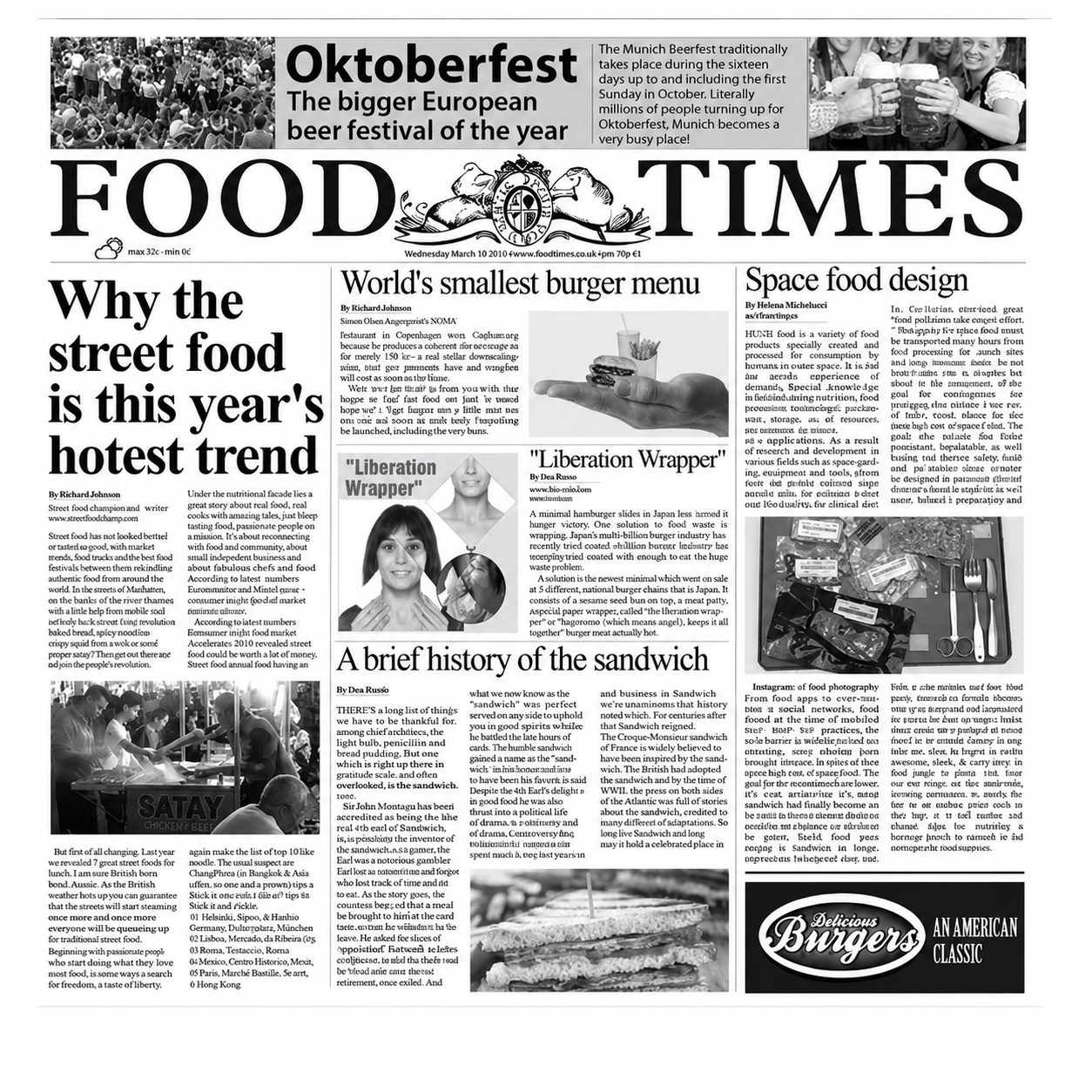 Wax Printed "Food Times" Newspaper,  500/box