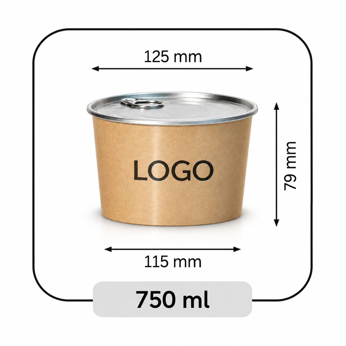Kraft Bowl & Lid 126 (Hot Food) 750ml, 250/cs
